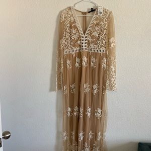 F21 Nude Sheer Lace Dress